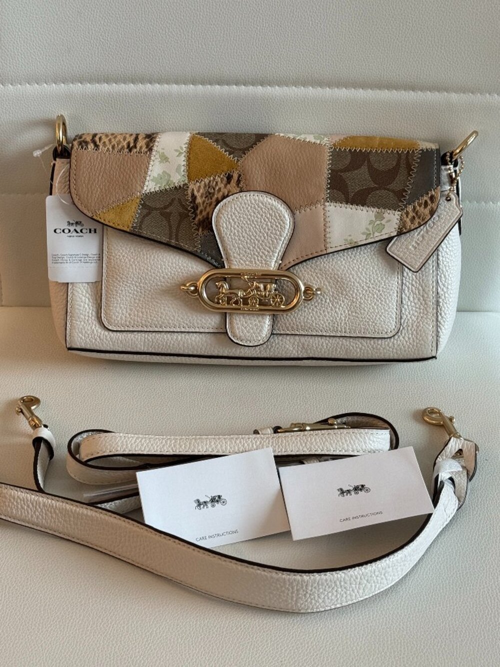 Coach Rare Jade Chalk White Patchwork Shoulder Bag NWT F91090